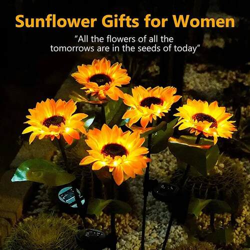 1pcs, Sunflower Solar Lamp, 3 LED Sunflower Yellow Flower La