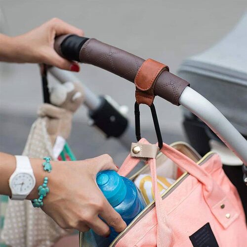 1/2pcs PU Leather Baby Bag Stroller Hook Pram Rotate 360 Deg