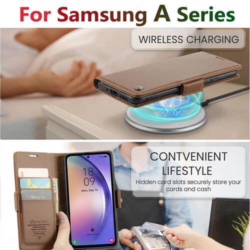 Luxury Leather Wallet Case for   Galaxy A54 55 53 52 71 72 7