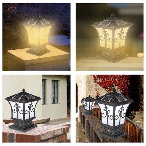 Outdoor t Lantern Yard Pedestal Lamp Fence Solar Light