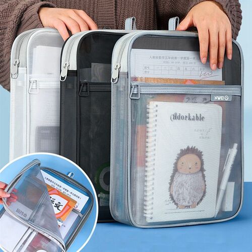 Transparent Mesh Zipper Pouch Bag Nylon Mesh Multifunctional