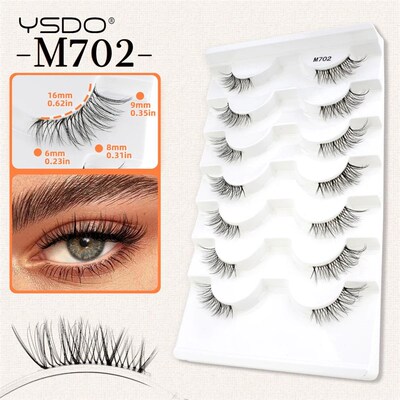 Half False Lashes 7 Pairs Half Faux Mink Eyelashes Soft Natu