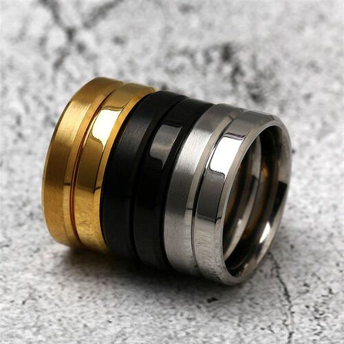 4mm Simple Smooth Women Rings Black Stainless Steel Men Ring