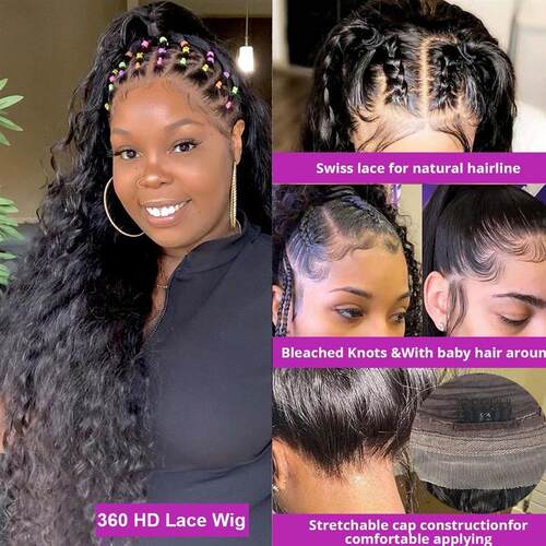 30 Inch Brazilian Deep Wave Lace Frontal Wig 360 Lace Front