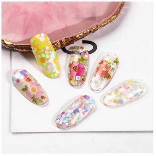 6 grid/bag Mixed Nail Glitter Powder Sequins Colorful Nail