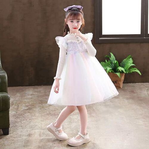 Girls Knitted Princess Dress Autumn and Winter Elsa Dress G