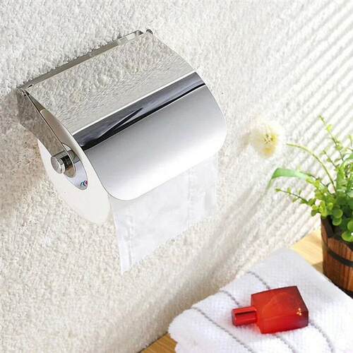 Tissue Roll Holder Wall Mounted Paper Stand Dispensers Silve