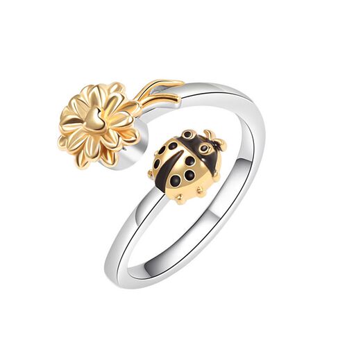Sunflower Ladybug Ring Rotating Creative Youre My Sunshine O