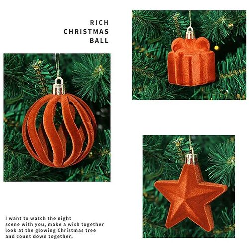 28 Pcs Velvet Christmas Tree Ornaments Set Flocked Balls