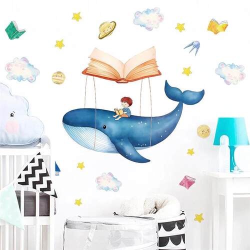 Whales and Boys Wall Stickers Childrens Room Living Room De