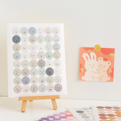 Mohamm 1Pc Ins Morandi Style Round Smile Sticker Sealed