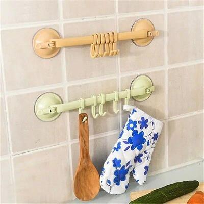 Wall-mounted Kitchen Hooks Suction Cup 6 Hooks Strong
