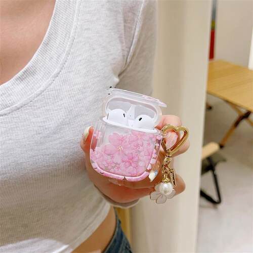 Sweet Pink Cherry Blossoms Flower Pearl Pendant Case For
