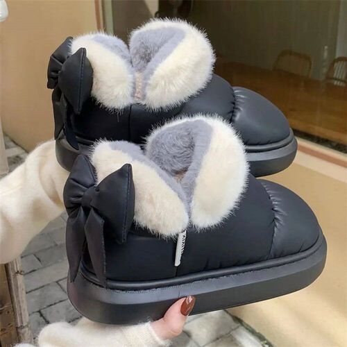 Cute Warm Ankle Boot Winter Women Bow Warmth Pluh Bow Cotto