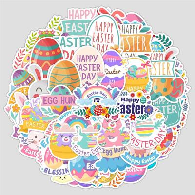 50 Pieces Easter Easter Bunny Graffiti Stickers - Creative H