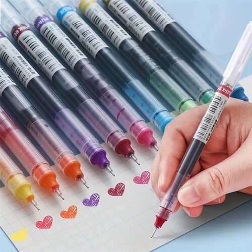 12 Pieces Rolling Ball Pens, Quick-Drying Ink 0.5 mm Extra F