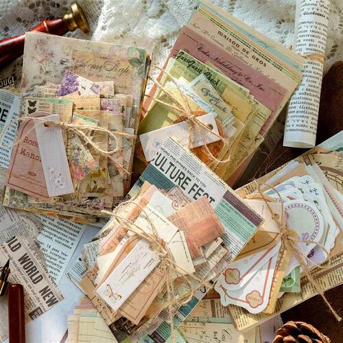 JIANQI 100pcs/pack Decor Scrapbook Vintage Materials Paper C