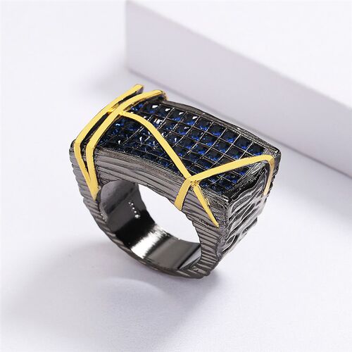 New Exquisite Blue Zircon for Men and Women Ring Irregular B
