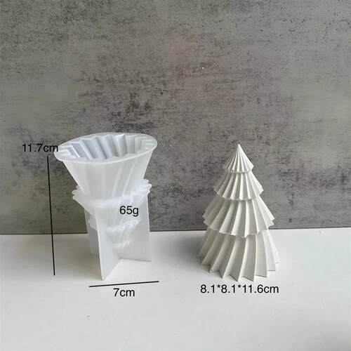 3D Geometric Spinning Pine Silicone Candle Mold DIY Christma