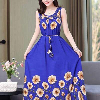 New Style Western Style Elegant Good Cotton Silk Dress Women