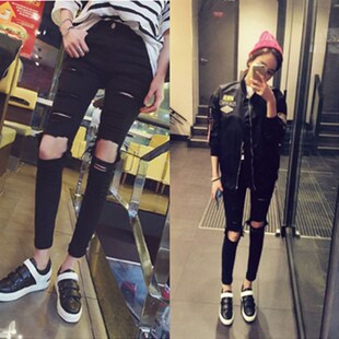 Hih Waist Woman Women skinny Jeans denim pants black