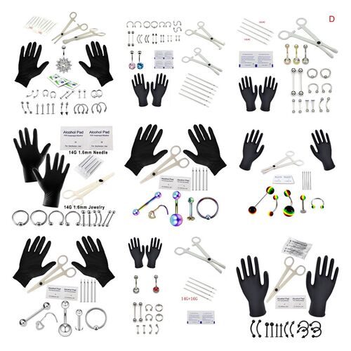 Body Piercing Kit With Needle Pack Nose Septum Belly Button