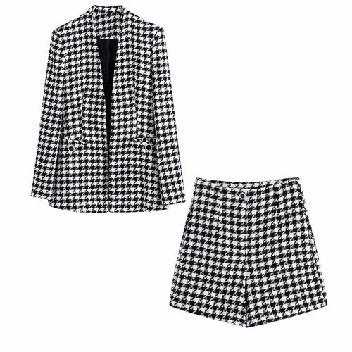 xikom 2021 Tweed Two pieces set Women Vintage V Neck Long Sl