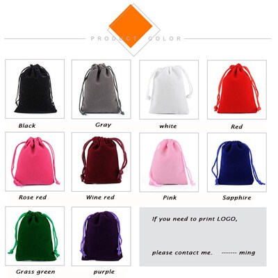 50Pcs/lot 5x7cm 7x9cm 8x10cm 9x12cm Coloful Velvet bag Jewel