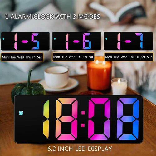 Led Mirror Digital Alarm Clock 12/24 Hours Adjustable
