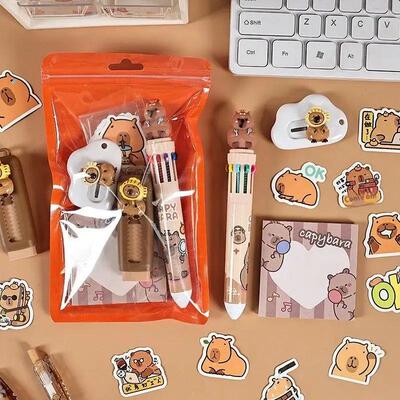 1Set Cartoon Capybara Pattern Stationery Set Student