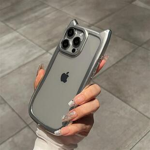 Luxury Plating Soft Silicone Cute Cat Ears Armor Bumper Case