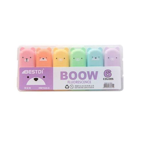 6ps/Set Cute Cartoon  Highlighter Pens Kawaii Pastel Colors