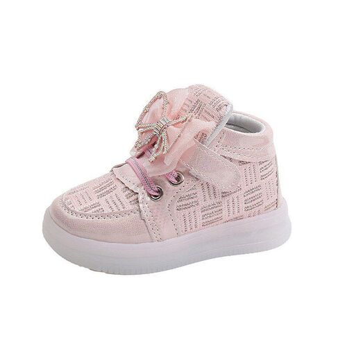 2025 SpringAutumn Girls Bow Shiny Lightup Shoes Princess Sty
