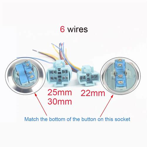 16/19/22/25mm Connector Power Cable Socket For Metal Push Bu