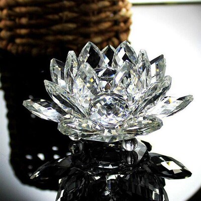 60mm Quartz Crystal Lotus Flower Crafts Glass Paperweight Fe