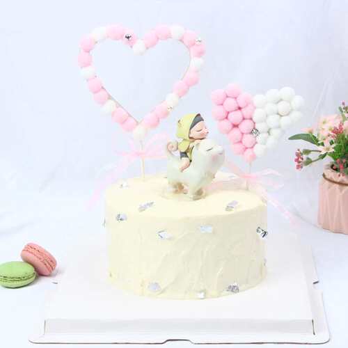 Baking cake decoration new ribbon fur ball love ring flag ro