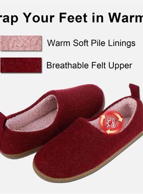 Comwarm Winter Cotton Slippers Women Men Home Warm Felt Shoe