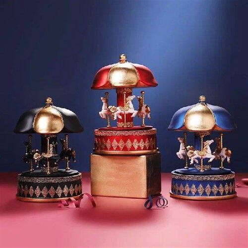 Nordic carousel music box resin crafts desktop ornaments