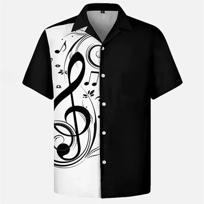 Summer Shirt Men 2023 Hawaiian Man Short Sleeve Shirt Musica
