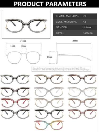 2023 Ins Rainbow Crystal Frame Fashion Retro Round Anti-Blu-