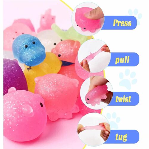 5/10 Pcs Mochi Animals Sress Toys Kawaii Squishies Glitter G