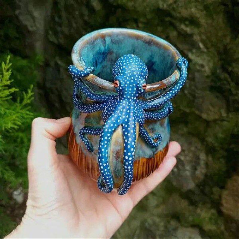 Novelty Octopuses Mug Coffee Milk Tea Cup with Handle - 实物图