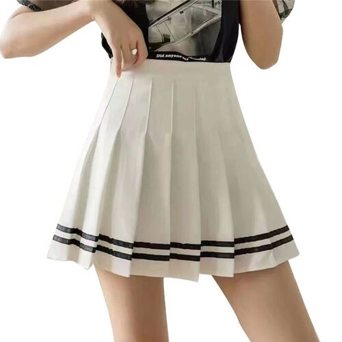 Womens High Waist Pleated A-Line Short Skirt School Uniform