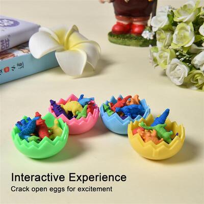 12pcs Dinosaur Eggs Erasers Kids Mini Dino Classroom Rewards