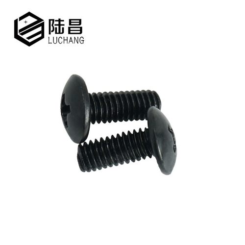 TM黑色十字大扁头机螺钉 大伞头蘑菇头机牙电子小螺丝钉M*-MM