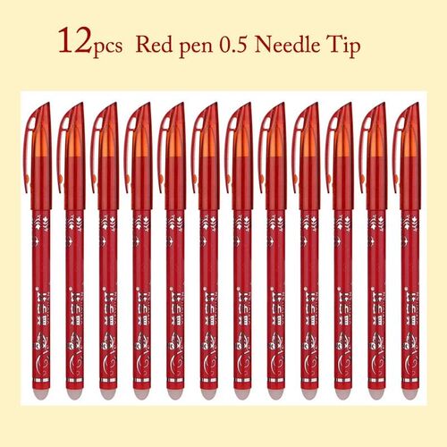 12PCS Erasable Gel Pen Blue Black Red Ink 0.5 0.38mm Washabl