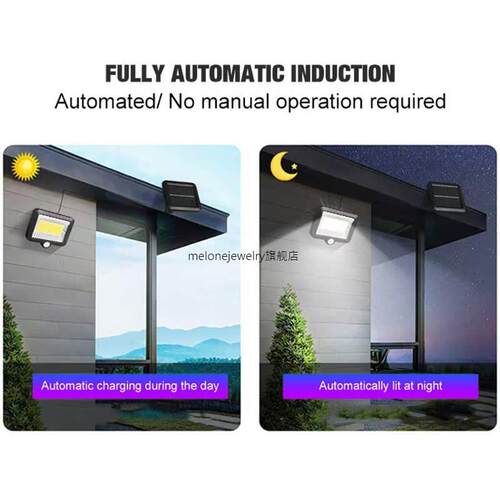 38# Cob 100 Leds Solar Lamp Sun Power Wall Lights Pir Sensor