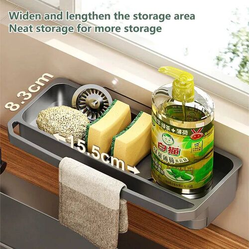 Kitchen Sink Organizer Drain Rack Self-draining Shelf Sponge
