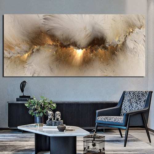 Grey Yellow Cloud Abstract Art Oil Painting Posters And Prin