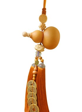 天然门对门葫芦形挂件五帝钱黄铜大门客厅玄关卧室开口真葫芦挂饰